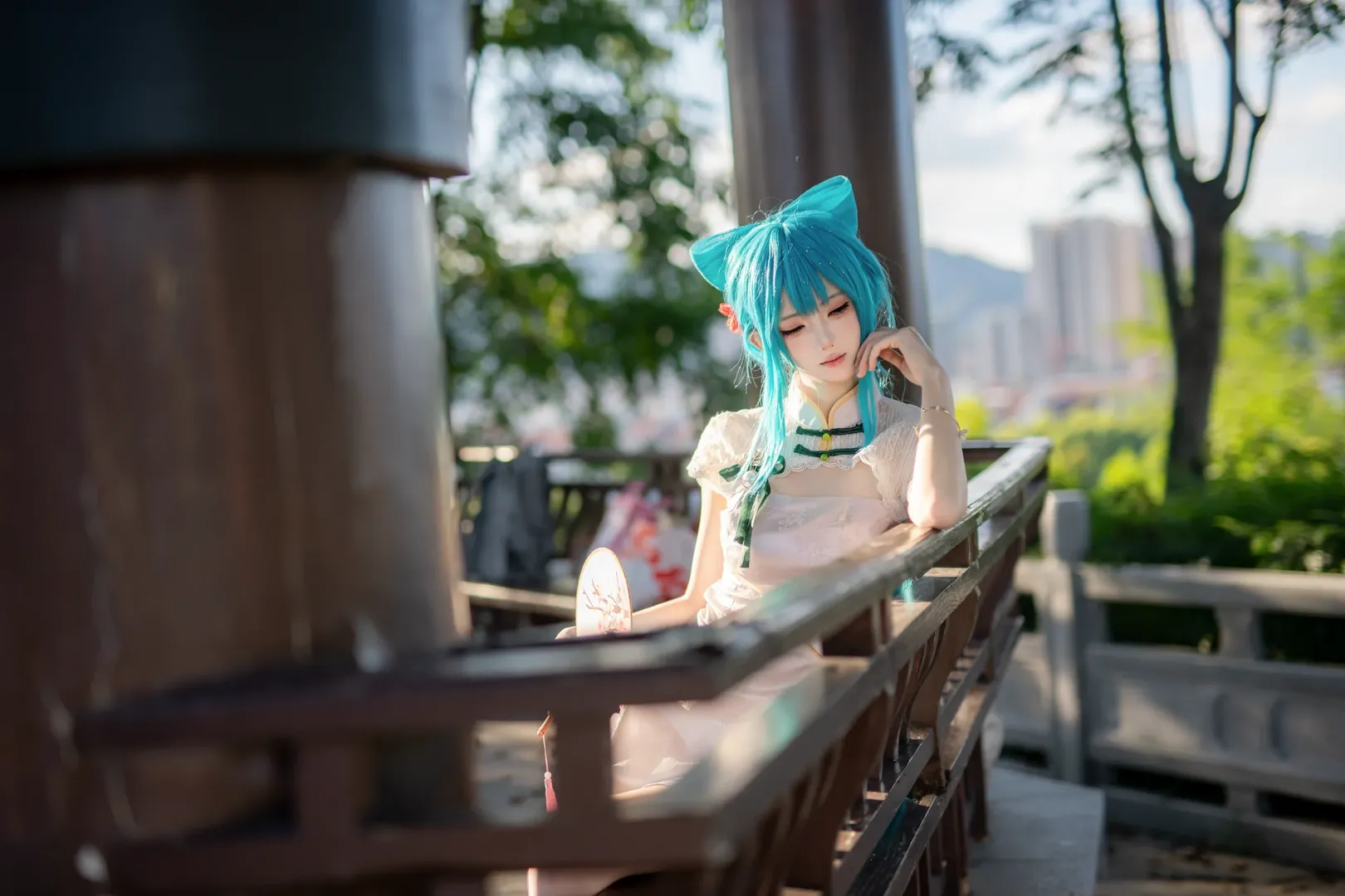 二次元攝影, 初音未來cos, 國風cosplay, 重慶大學校園, 荷花池外景寫真 - 第7張