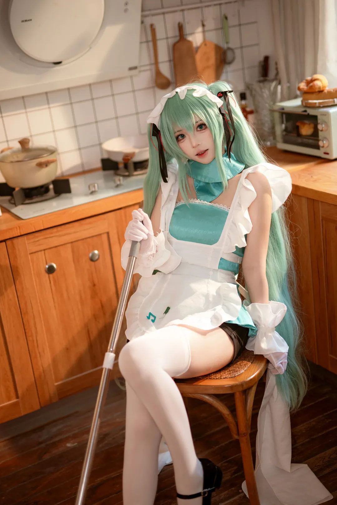 二次元撮影, 初音ミク コスプレ, ボーカロイド, キッチン撮影, メイドミク - 6枚目