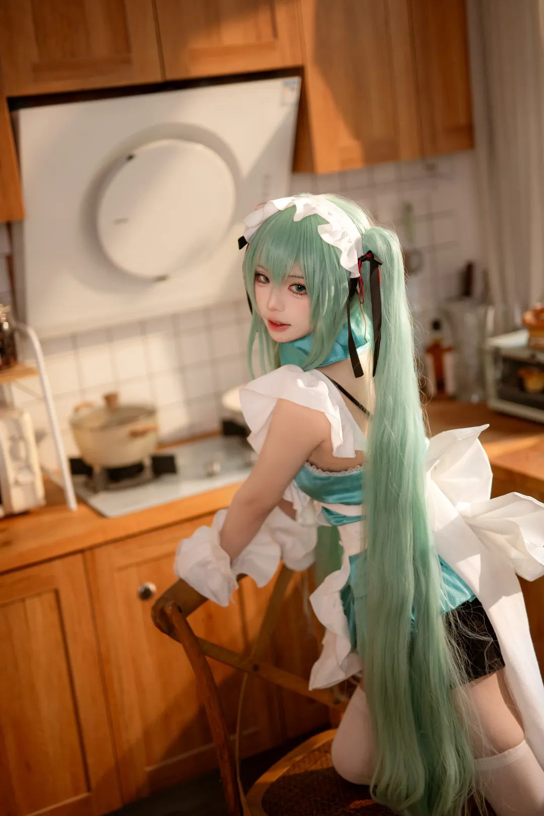 二次元撮影, 初音ミク コスプレ, ボーカロイド, キッチン撮影, メイドミク - 8枚目