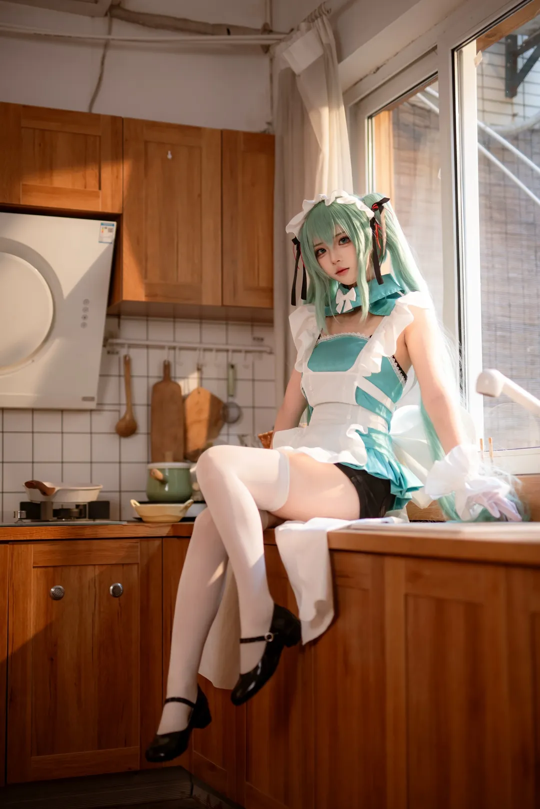 二次元撮影, 初音ミク コスプレ, ボーカロイド, キッチン撮影, メイドミク - 9枚目