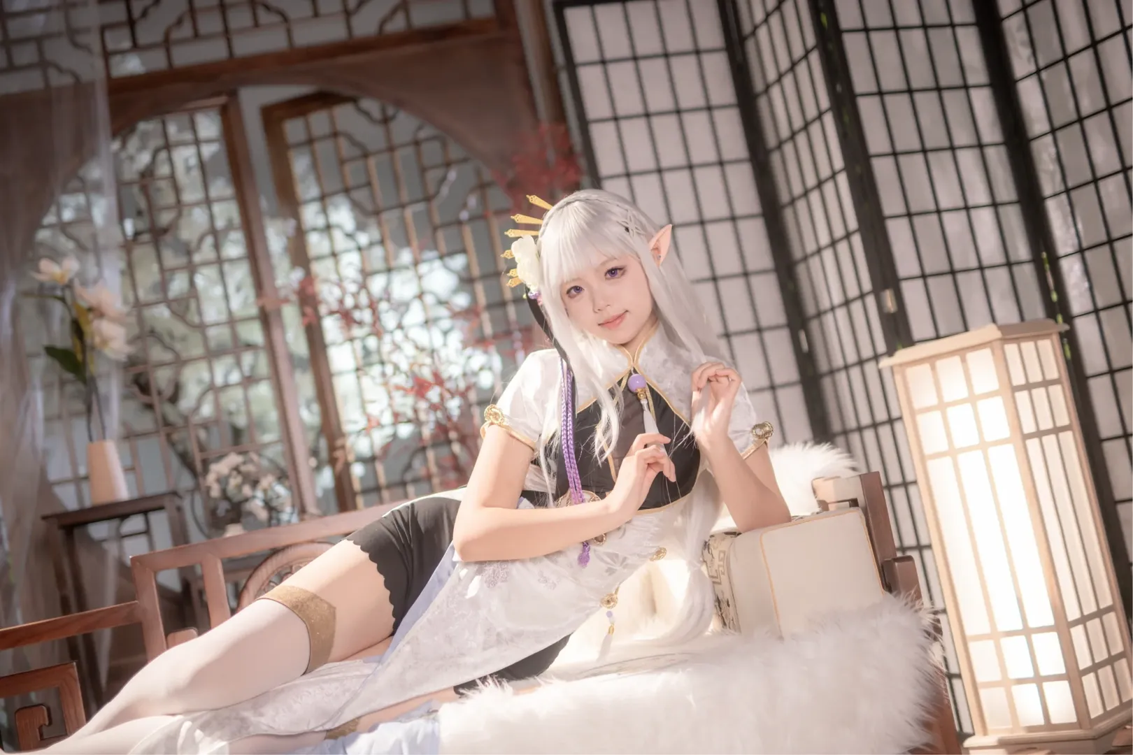 从零开始的异世界生活, 爱蜜莉雅cos, cosplay摄影, 青岛cos, 二次元旗袍 - 第3张