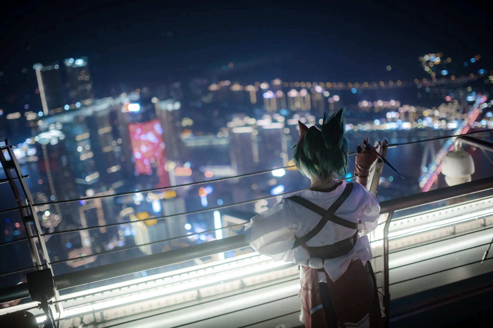 オーバーウォッチ, アニメ風撮影, キリコ コスプレ, 重慶夜景撮影, 屋上コスプレ - 1枚目