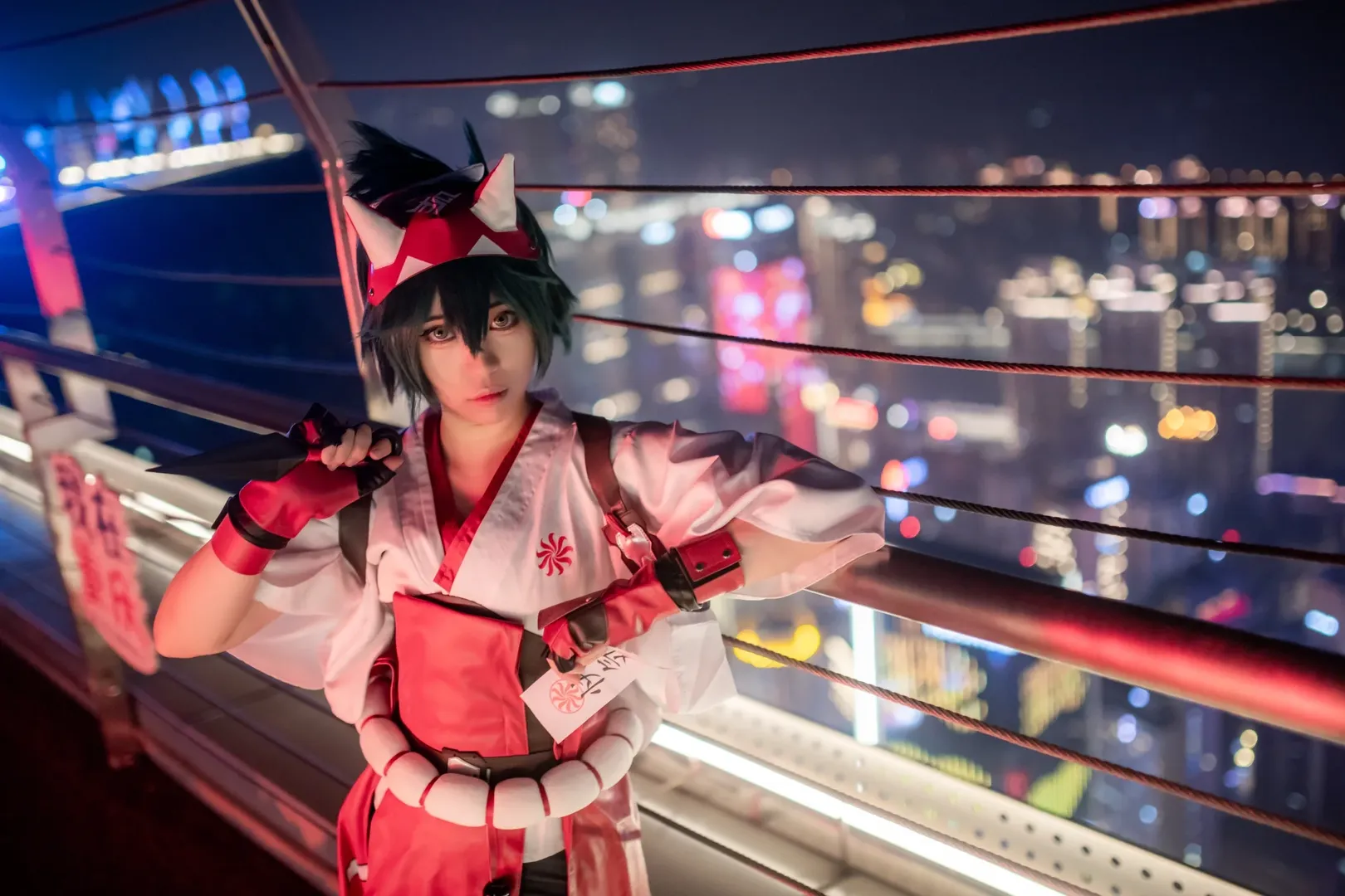 オーバーウォッチ, アニメ風撮影, キリコ コスプレ, 重慶夜景撮影, 屋上コスプレ - 7枚目