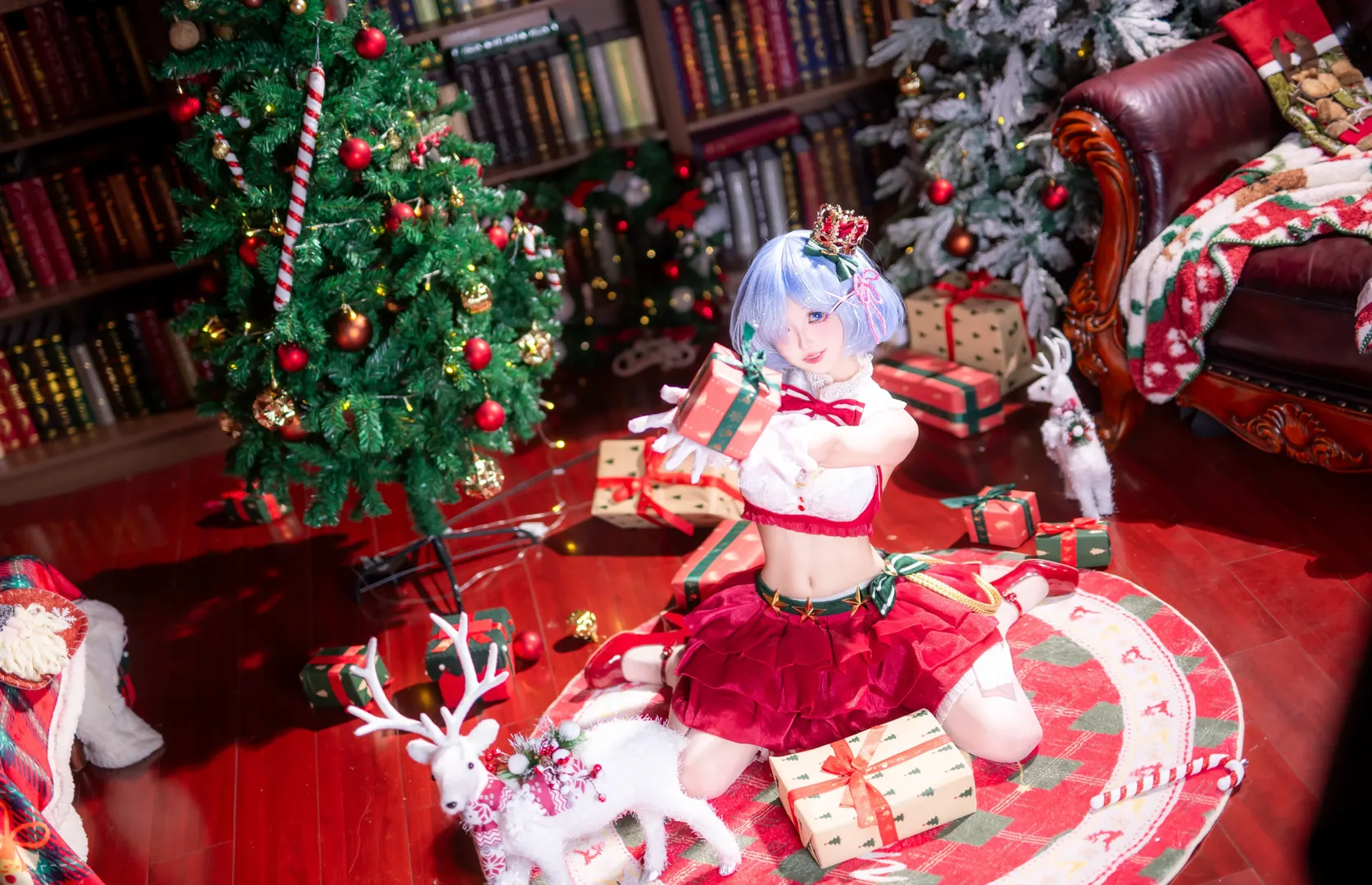 二次元撮影, Re:ゼロから始める異世界生活, レム コスプレ, クリスマス コスプレ, 重慶コスプレイヤー - 7枚目