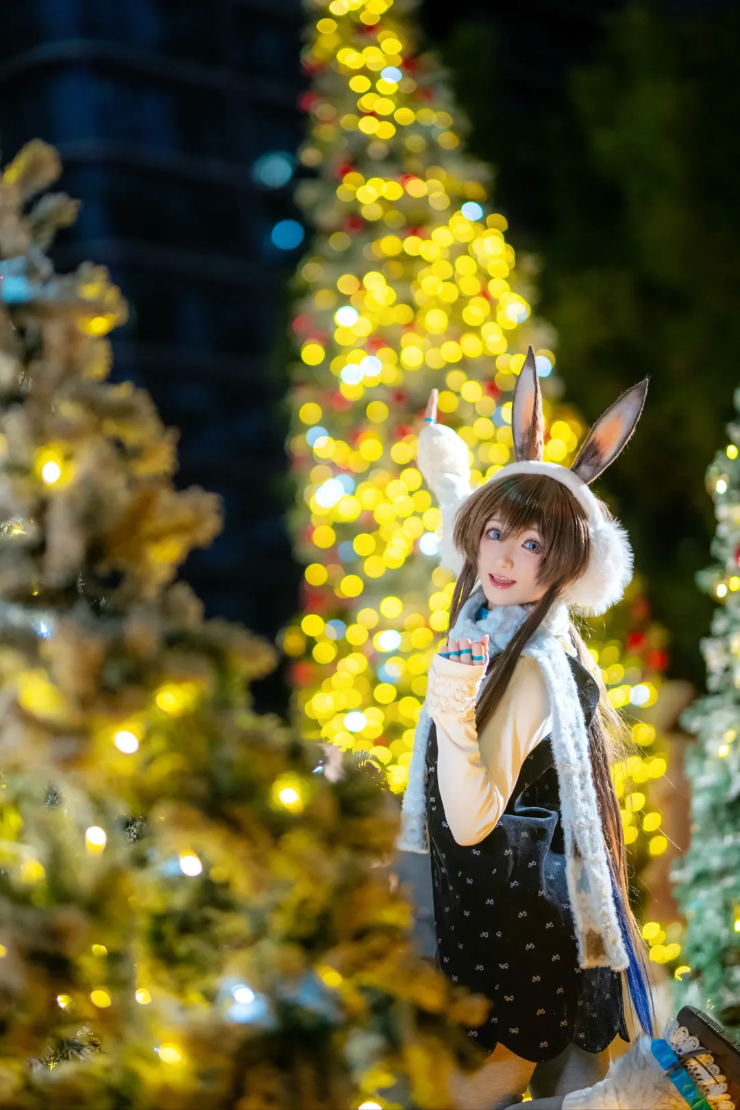二次元コスプレ, アークナイツ, アーミヤ コスプレ, 重慶の夜景ポートレート, クリスマステーマ撮影 - 1枚目