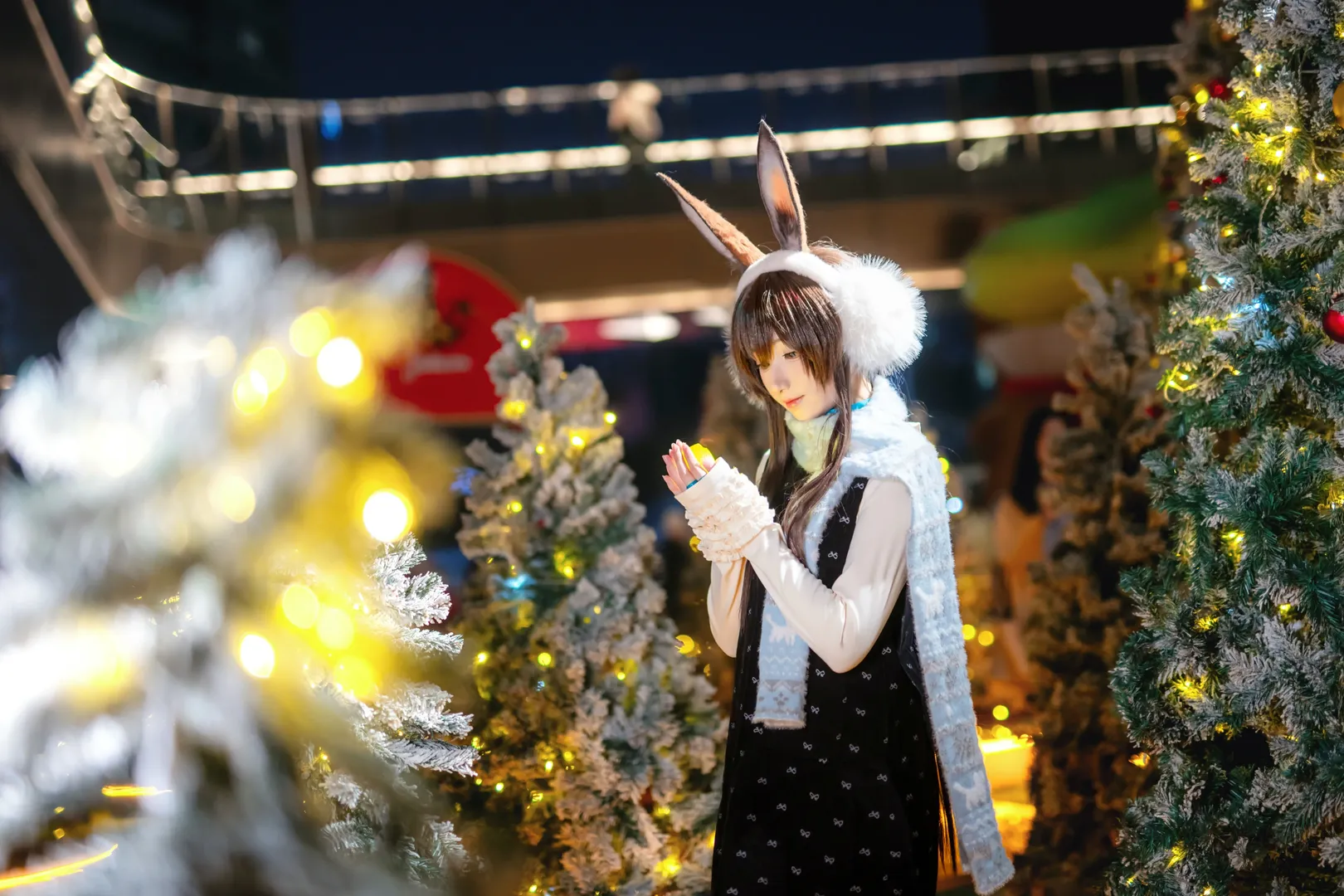二次元コスプレ, アークナイツ, アーミヤ コスプレ, 重慶の夜景ポートレート, クリスマステーマ撮影 - 2枚目