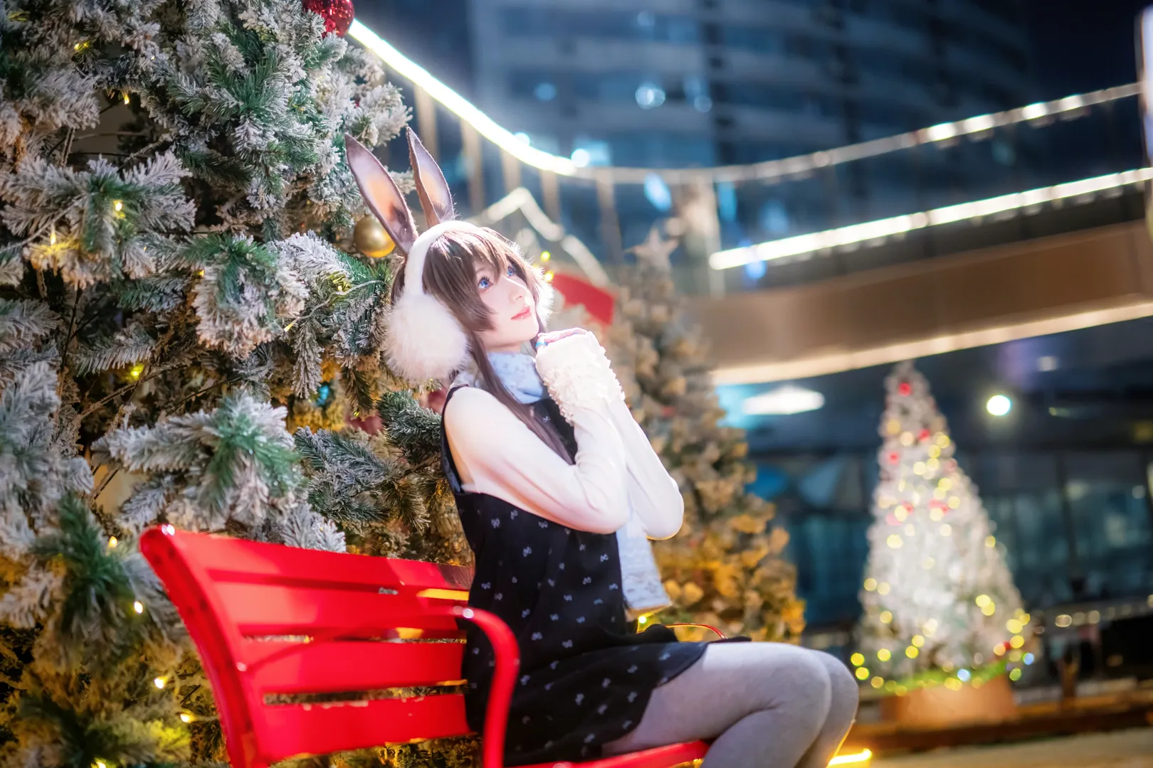 二次元コスプレ, アークナイツ, アーミヤ コスプレ, 重慶の夜景ポートレート, クリスマステーマ撮影 - 4枚目