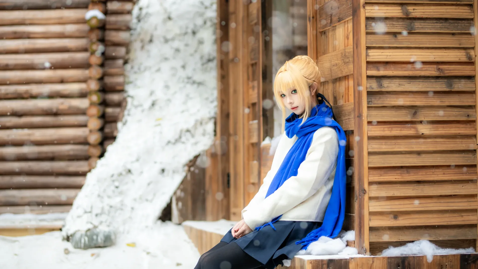 フェイト, セイバー コスプレ, 二次元コスプレ写真, 重慶コスプレ, 冬の雪景色撮影 - 3枚目