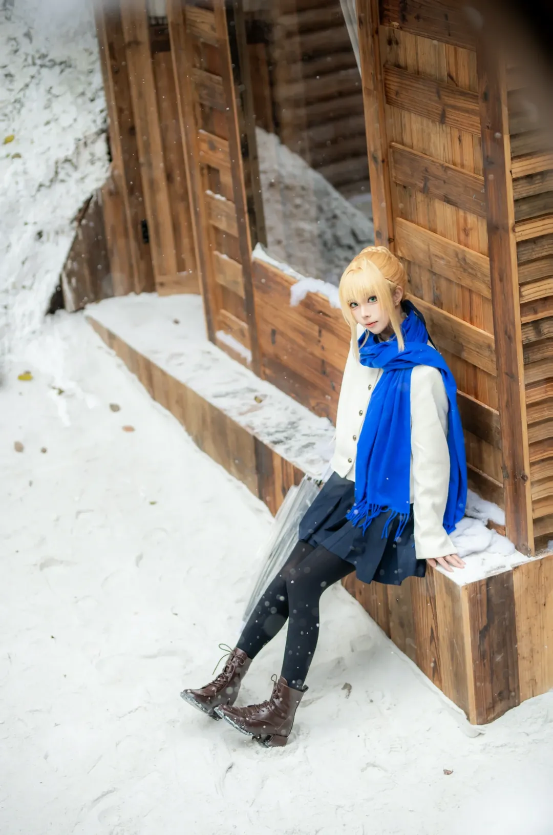 フェイト, セイバー コスプレ, 二次元コスプレ写真, 重慶コスプレ, 冬の雪景色撮影 - 5枚目