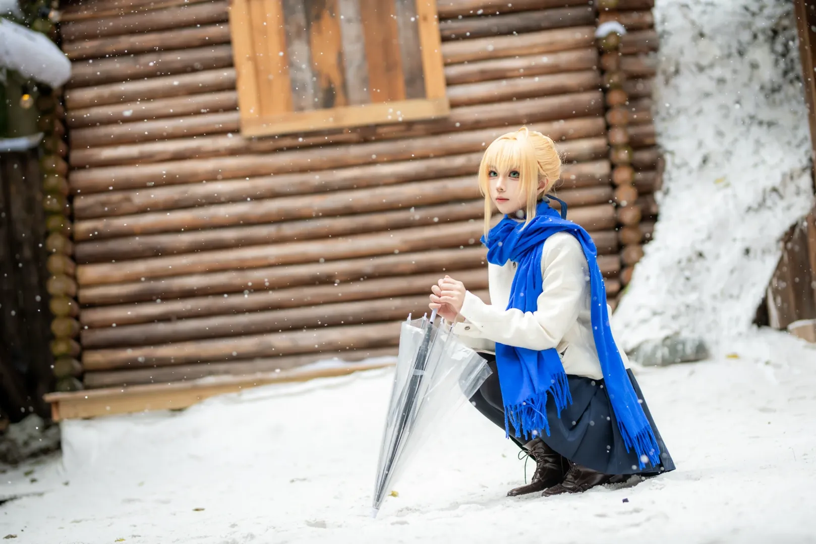 フェイト, セイバー コスプレ, 二次元コスプレ写真, 重慶コスプレ, 冬の雪景色撮影 - 8枚目
