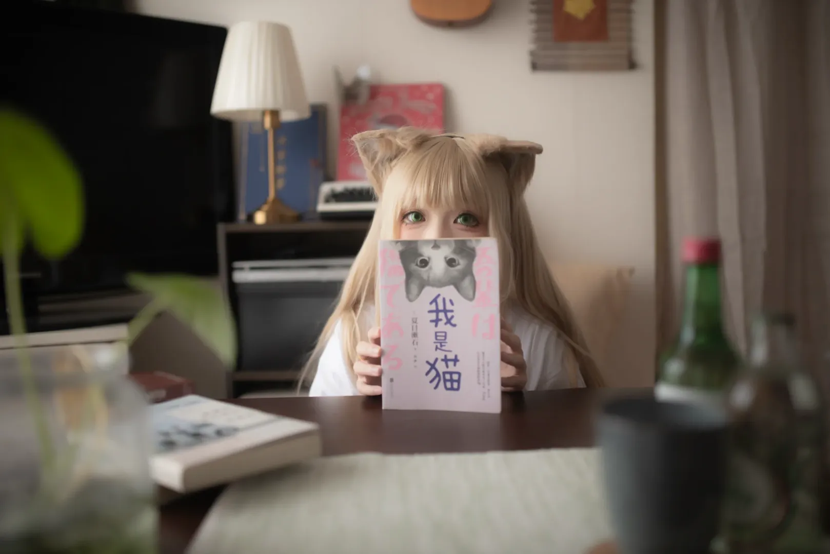 二次元少女, 猫耳cos, 重庆约拍, 居家风摄影, 白T恤穿搭
