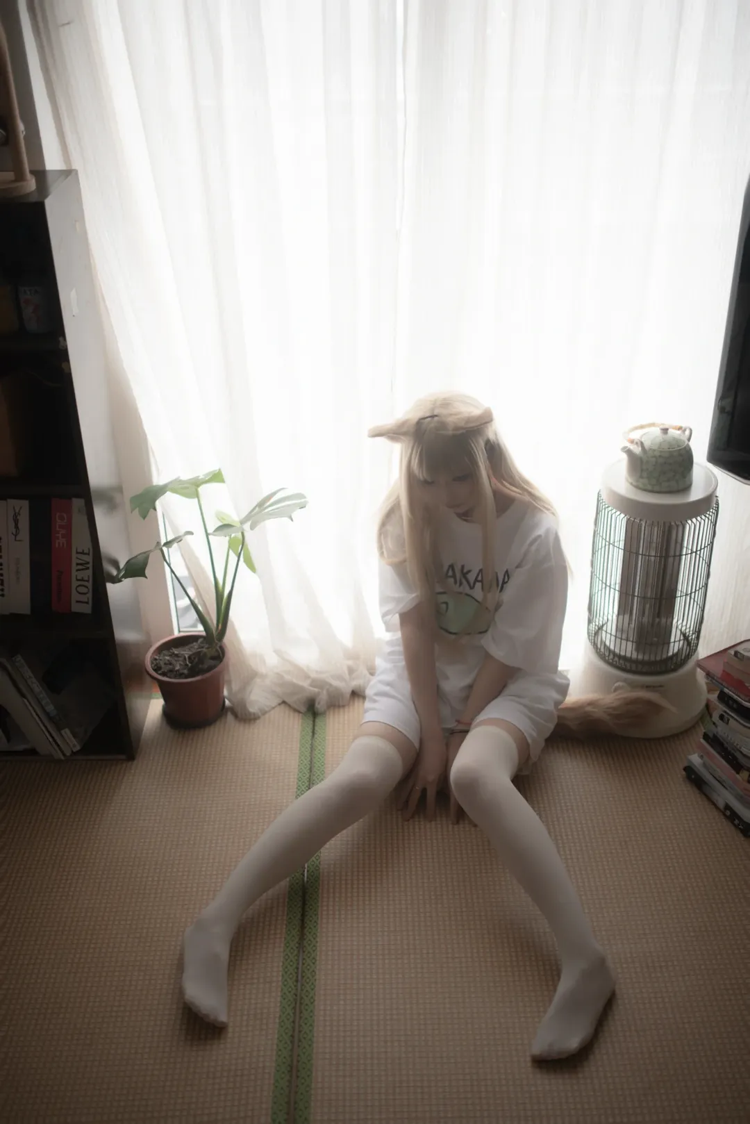 二次元少女, 猫耳cos, 重庆约拍, 居家风摄影, 白T恤穿搭 - 第5张