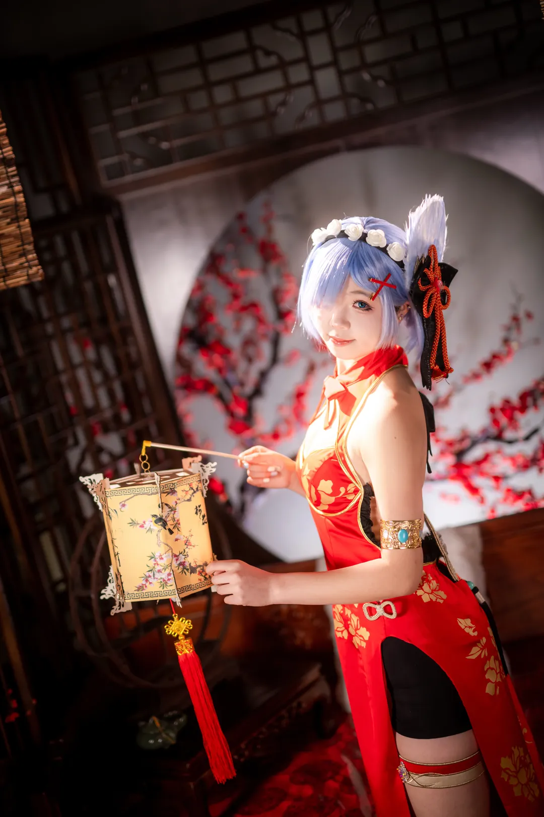 二次元攝影, 從零開始的異世界生活, 蕾姆cos, 旗袍cosplay, 新年cos正片 - 第1張