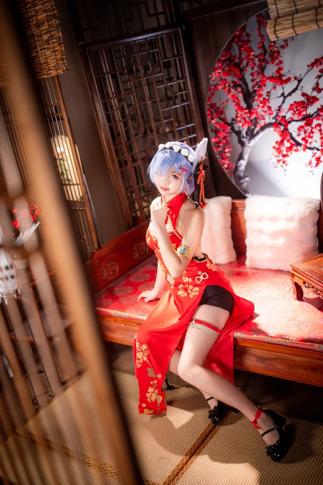 二次元攝影, 從零開始的異世界生活, 蕾姆cos, 旗袍cosplay, 新年cos正片 - 第12張