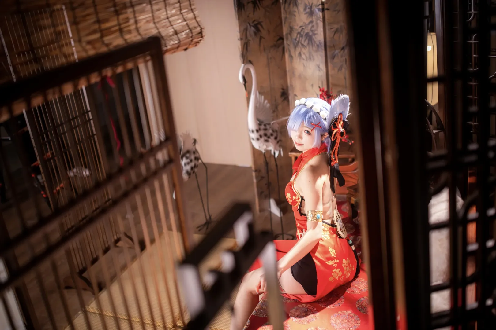 二次元攝影, 從零開始的異世界生活, 蕾姆cos, 旗袍cosplay, 新年cos正片 - 第2張