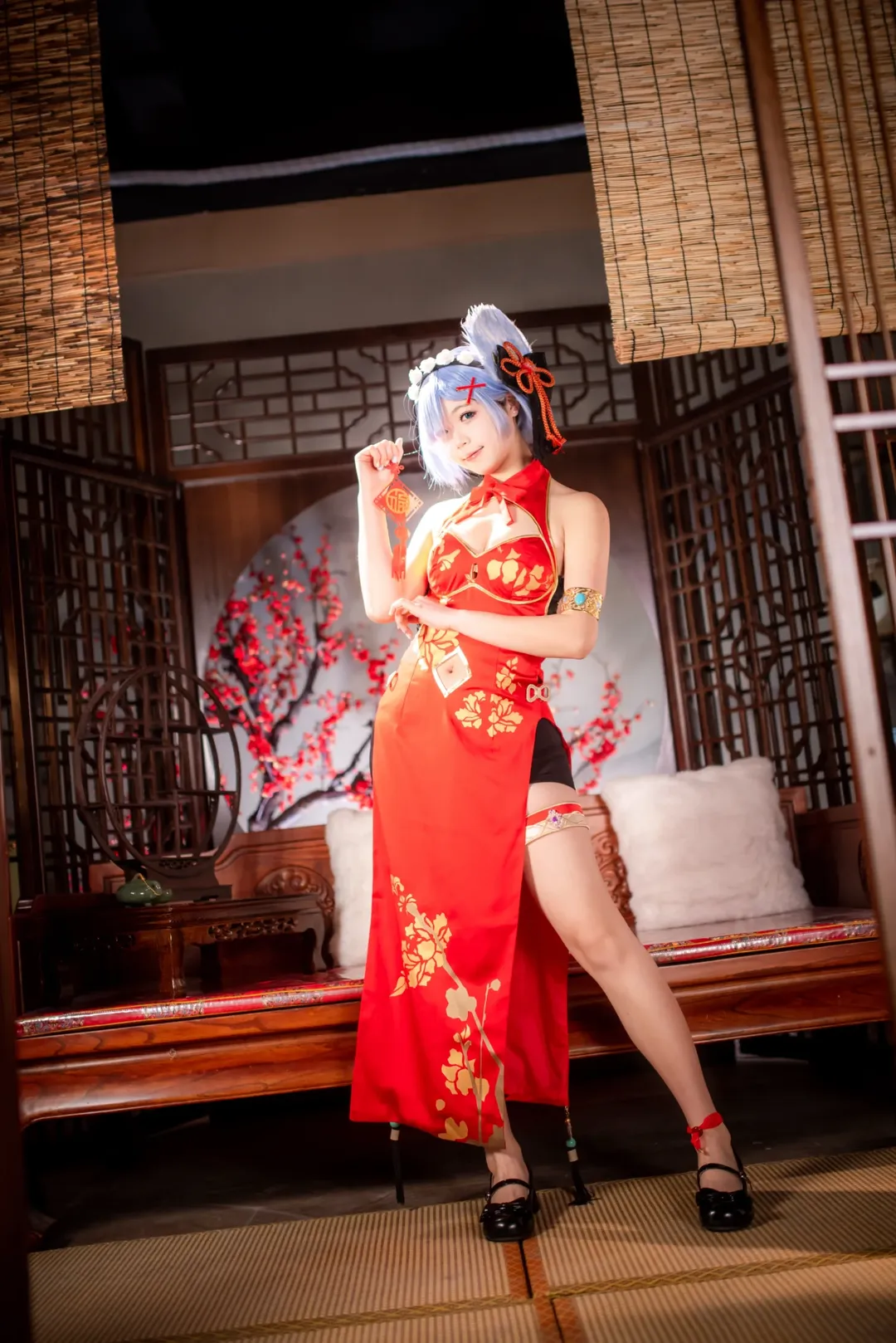 二次元攝影, 從零開始的異世界生活, 蕾姆cos, 旗袍cosplay, 新年cos正片