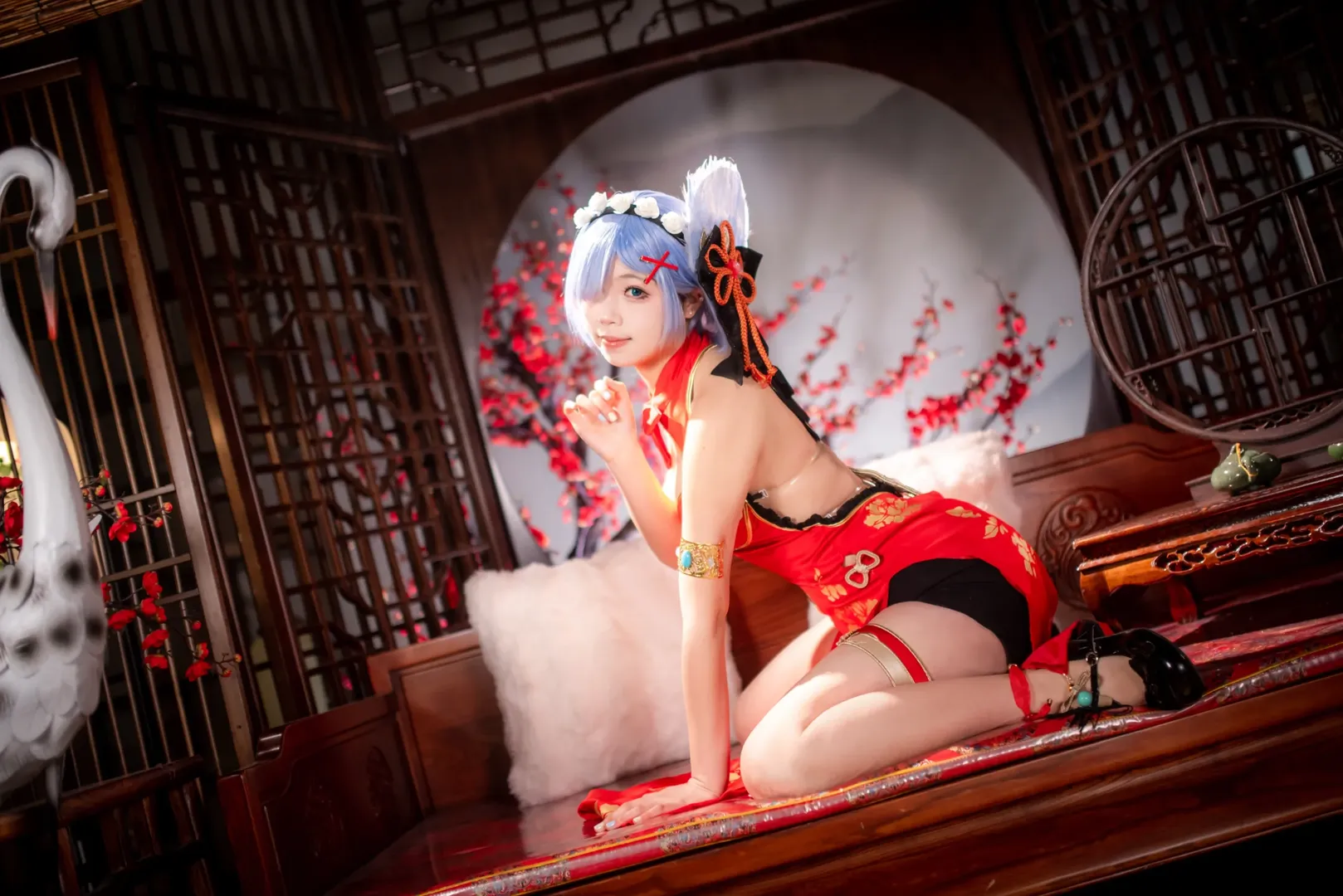 二次元攝影, 從零開始的異世界生活, 蕾姆cos, 旗袍cosplay, 新年cos正片 - 第9張
