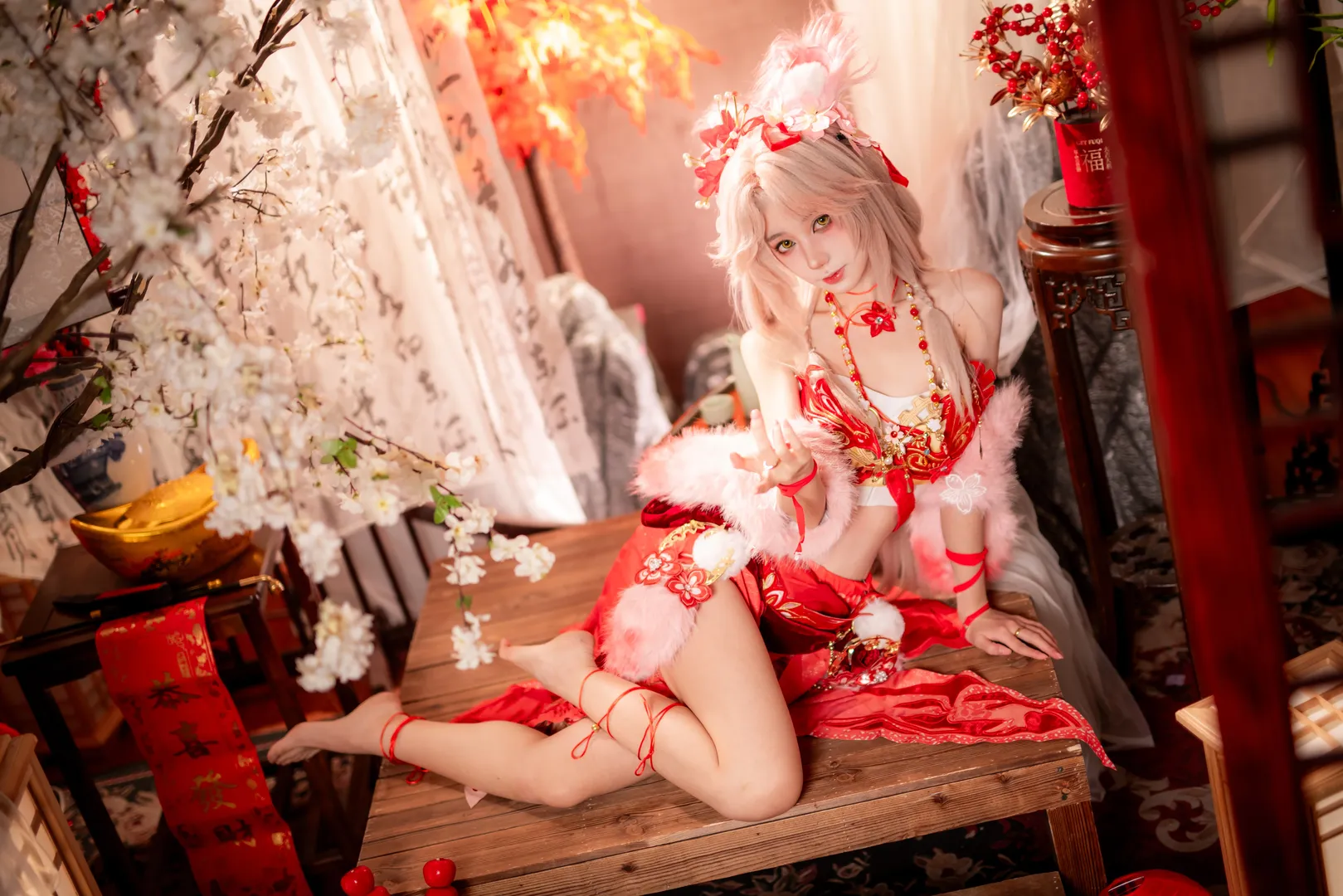 二次元摄影, 玉玲珑cos, 永劫无间, 新春国风, 喜缘红线 - 第2张