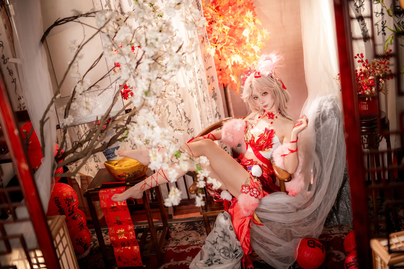 二次元摄影, 玉玲珑cos, 永劫无间, 新春国风, 喜缘红线 - 第3张