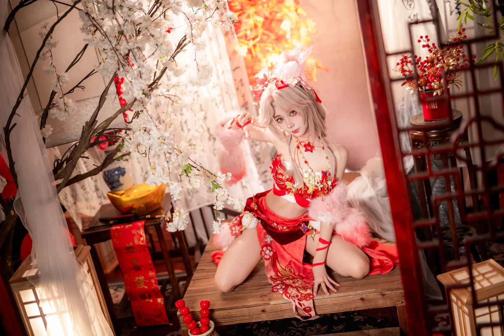 二次元摄影, 玉玲珑cos, 永劫无间, 新春国风, 喜缘红线 - 第4张
