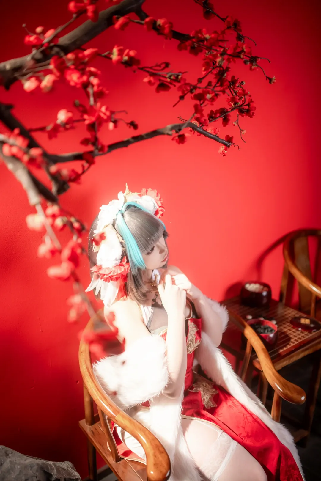 二次元撮影, チェシャー コスプレ, アズールレーン, コスプレ写真, 新年チャイナドレス - 3枚目