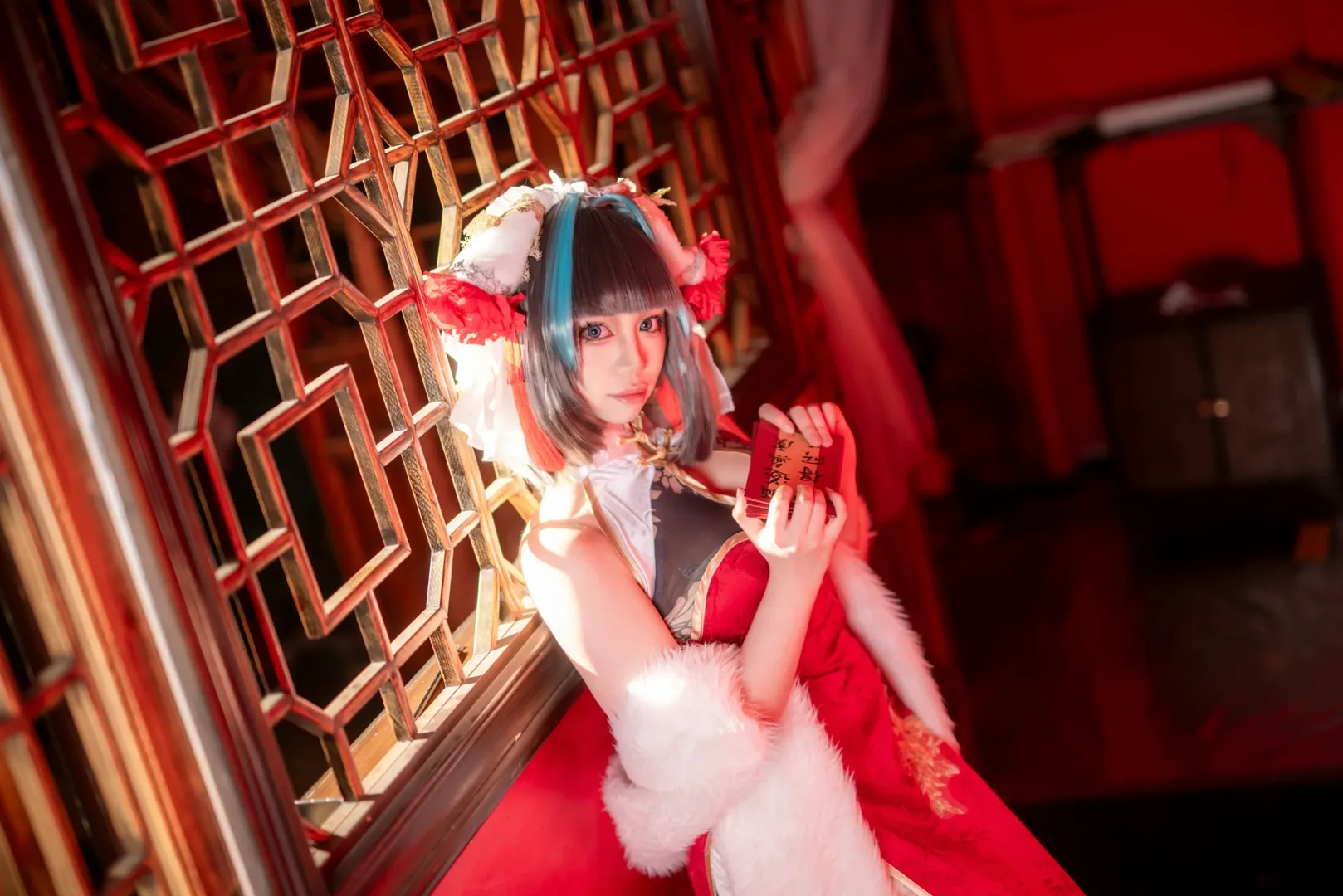 二次元撮影, チェシャー コスプレ, アズールレーン, コスプレ写真, 新年チャイナドレス - 4枚目