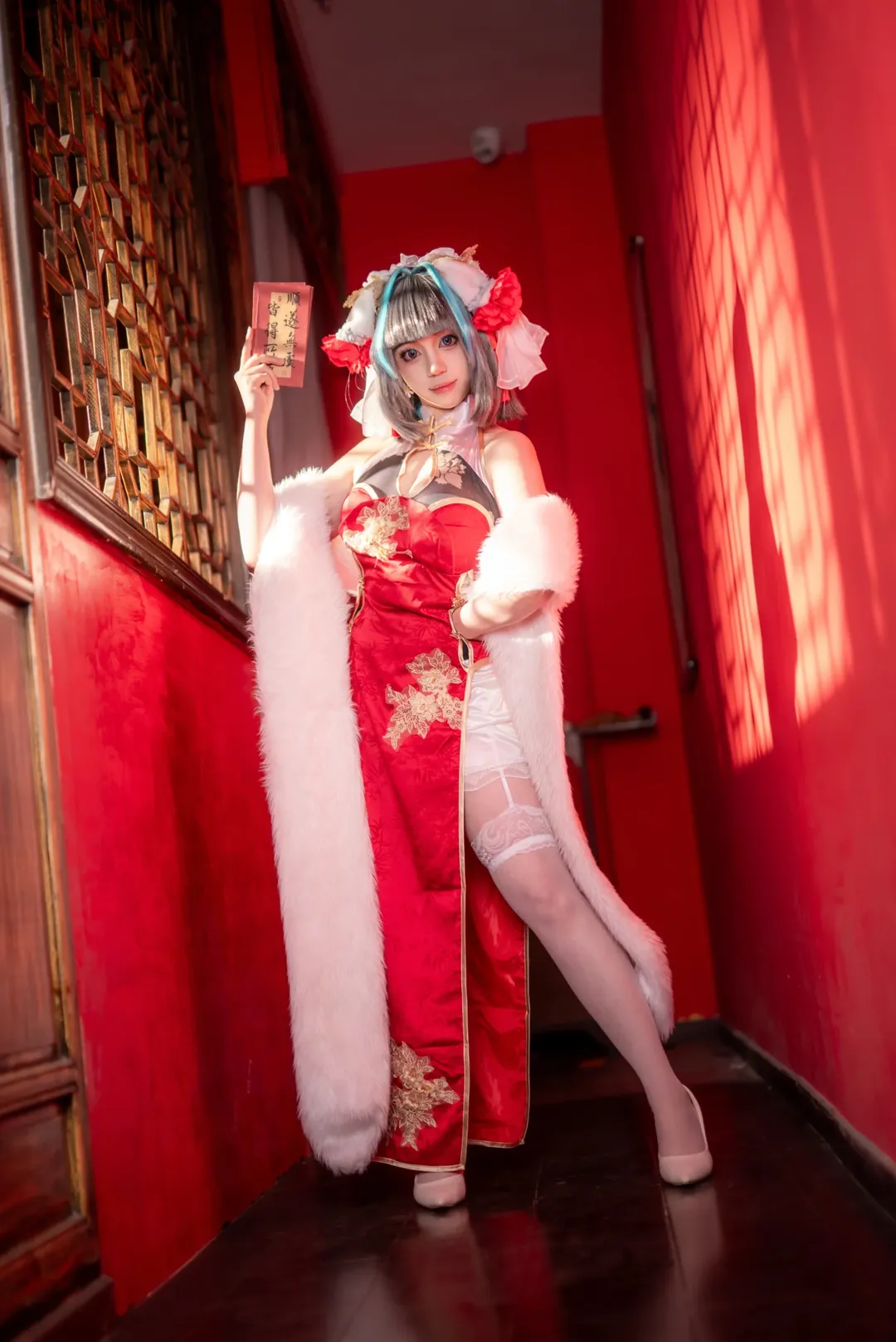 二次元撮影, チェシャー コスプレ, アズールレーン, コスプレ写真, 新年チャイナドレス - 5枚目