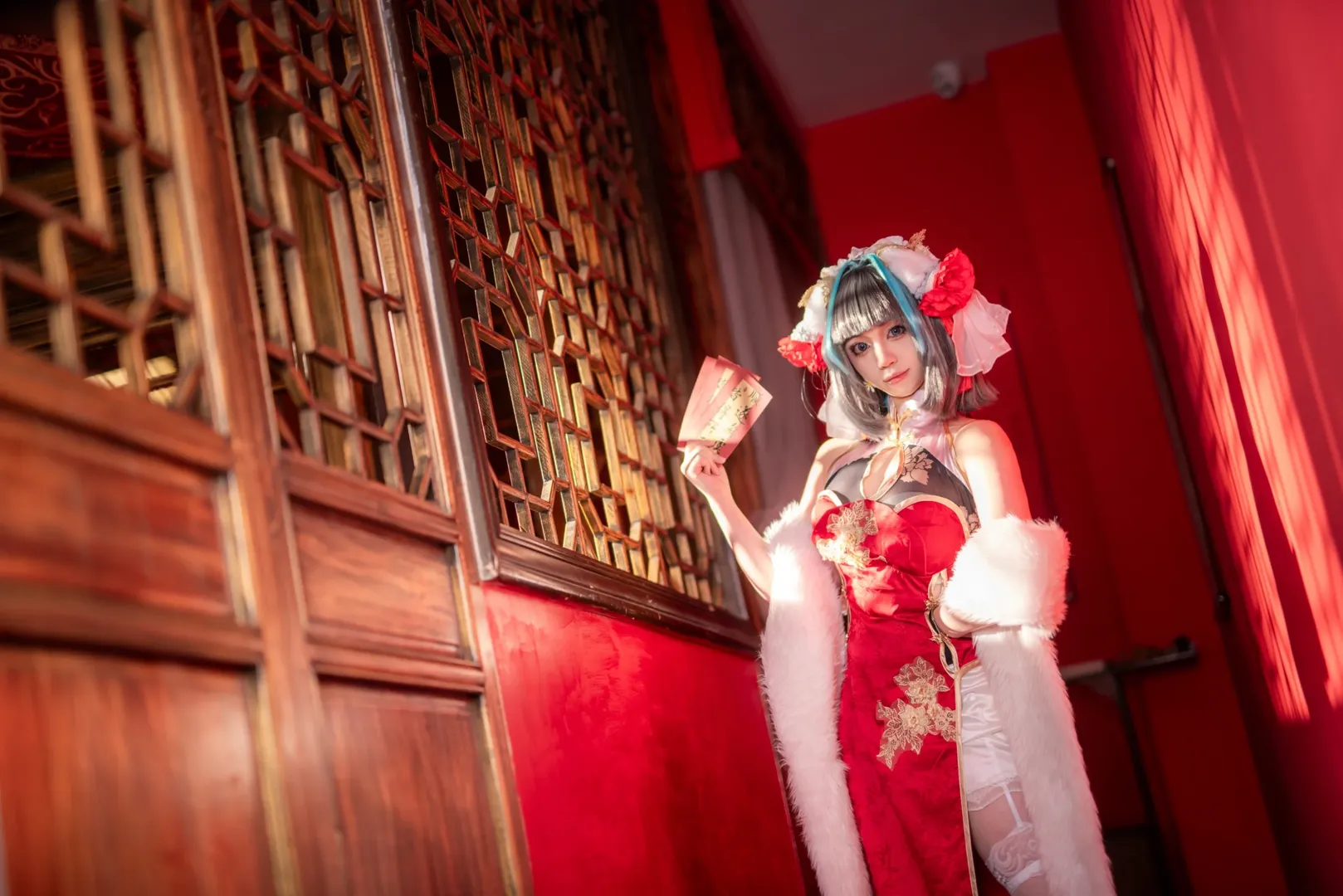 二次元撮影, チェシャー コスプレ, アズールレーン, コスプレ写真, 新年チャイナドレス - 7枚目