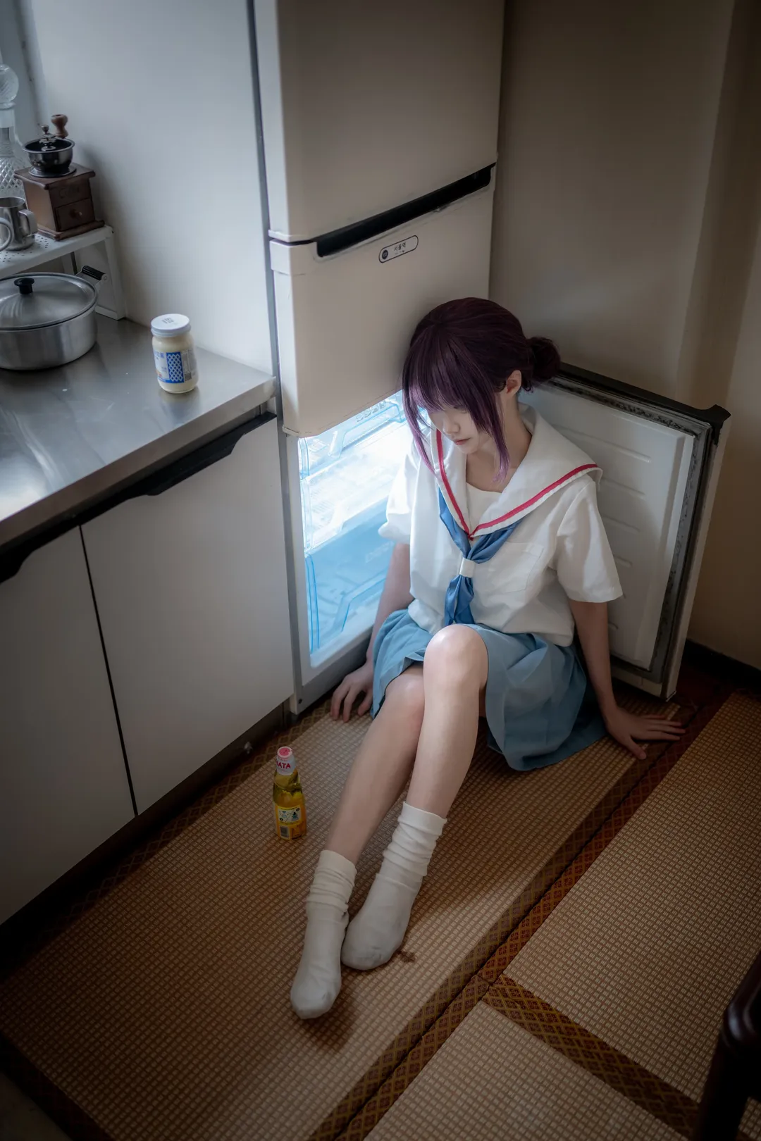 氛围感摄影, 超时空辉夜姬, 酒寄彩叶cos, 日系水手服cos, 室内人像 - 第1张