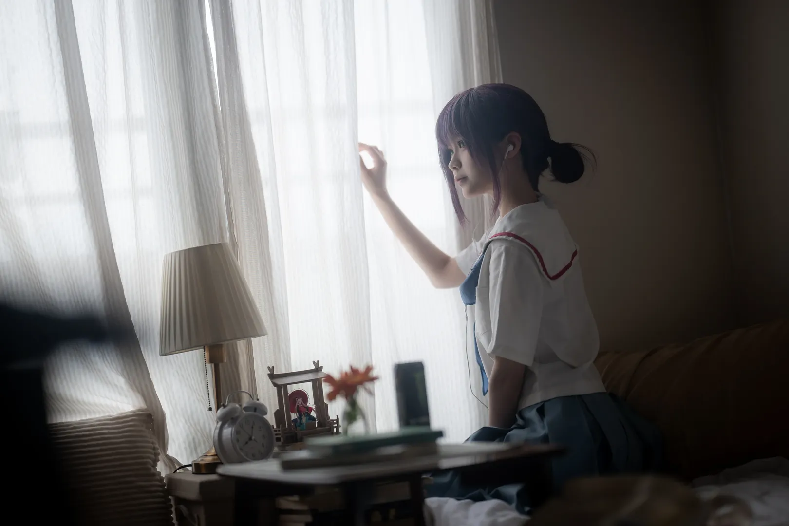 氛围感摄影, 超时空辉夜姬, 酒寄彩叶cos, 日系水手服cos, 室内人像 - 第4张