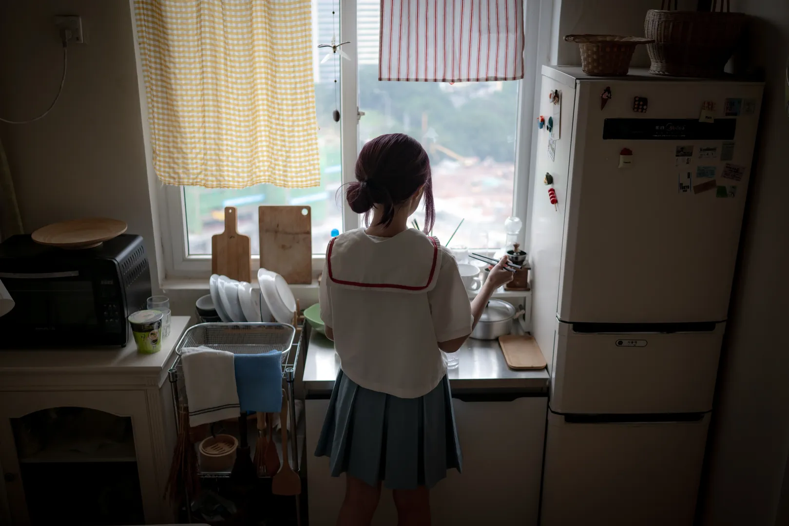 氛围感摄影, 超时空辉夜姬, 酒寄彩叶cos, 日系水手服cos, 室内人像 - 第5张