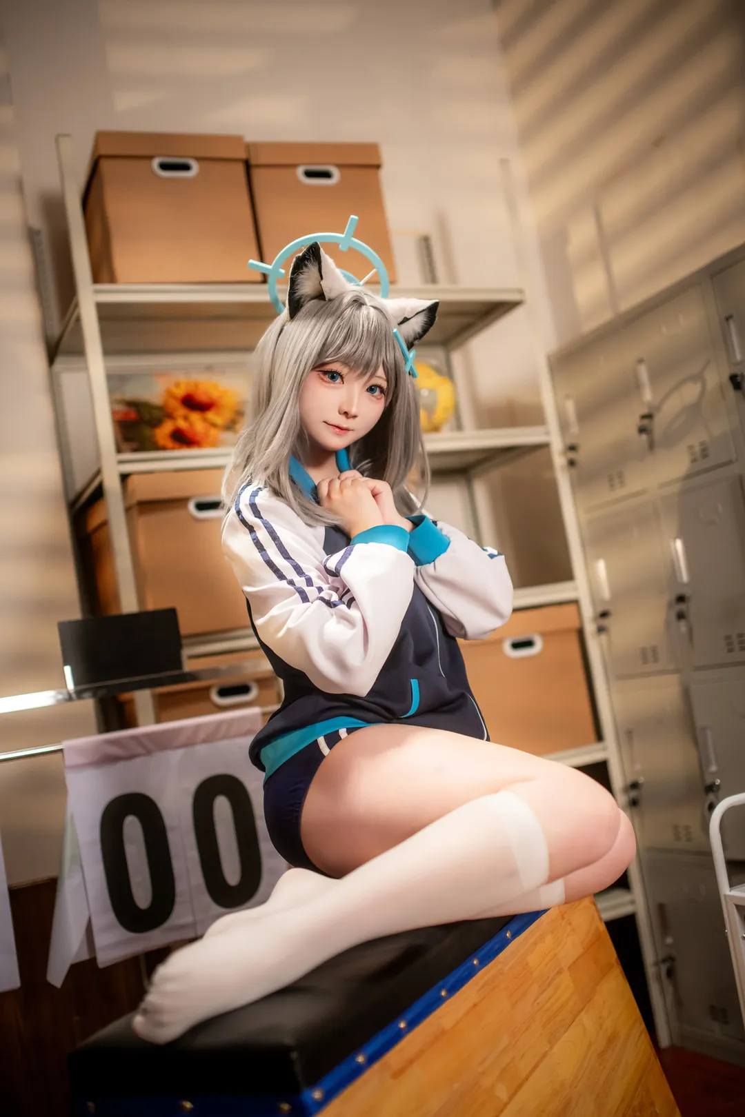 二次元摄影, 蔚蓝档案, 砂狼白子cos, 体操服cos, 器材室正片 - 第2张