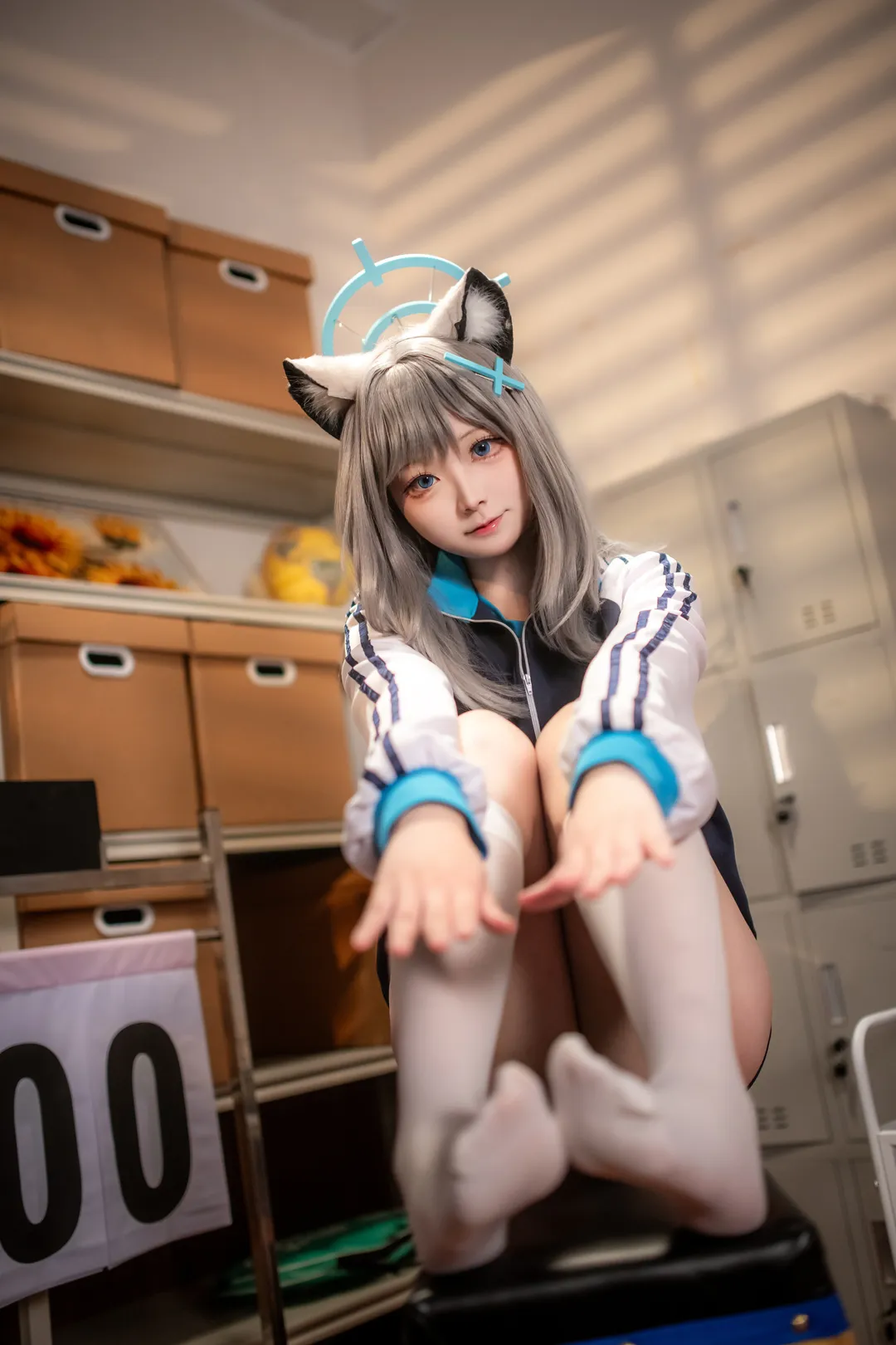 二次元摄影, 蔚蓝档案, 砂狼白子cos, 体操服cos, 器材室正片