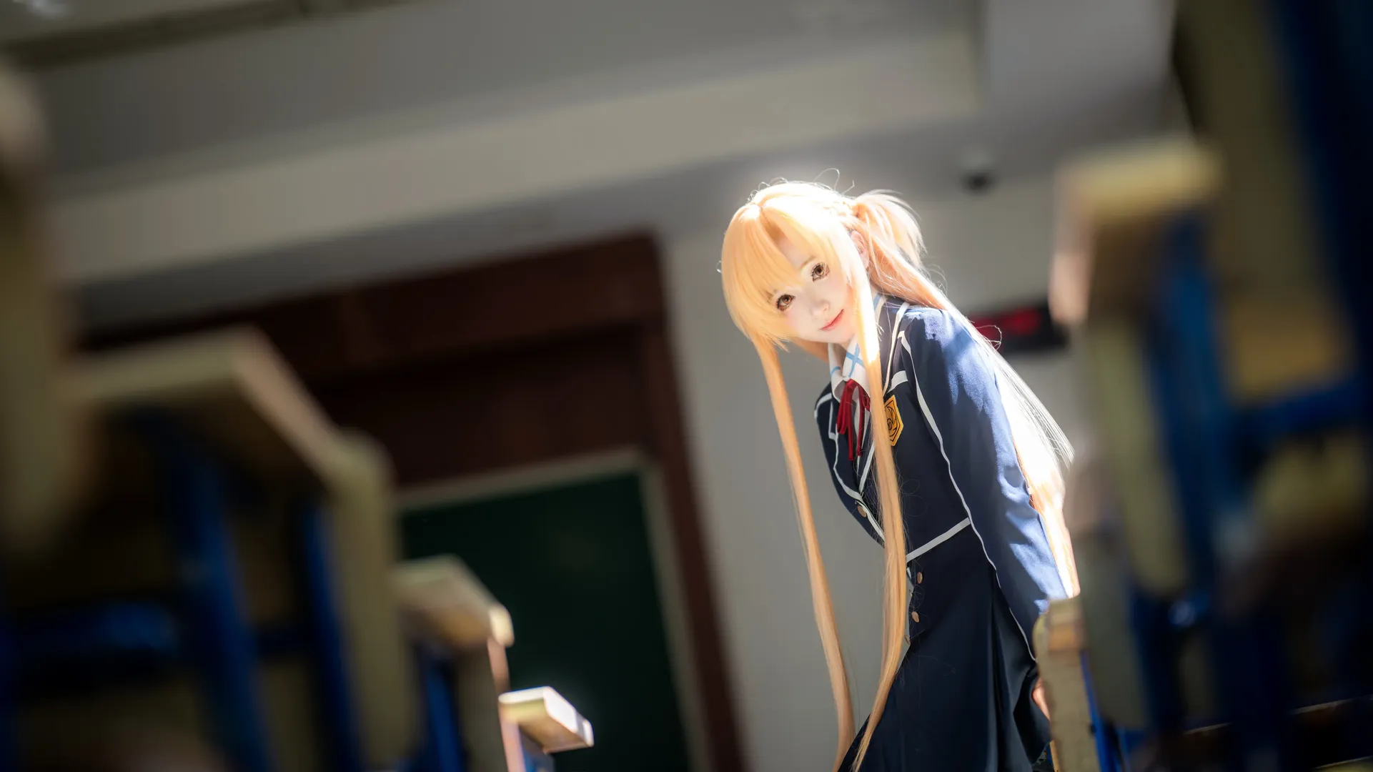 JK制服, 亚丝娜cos, 重庆约拍, 校园正片, 教室光影 - 第2张