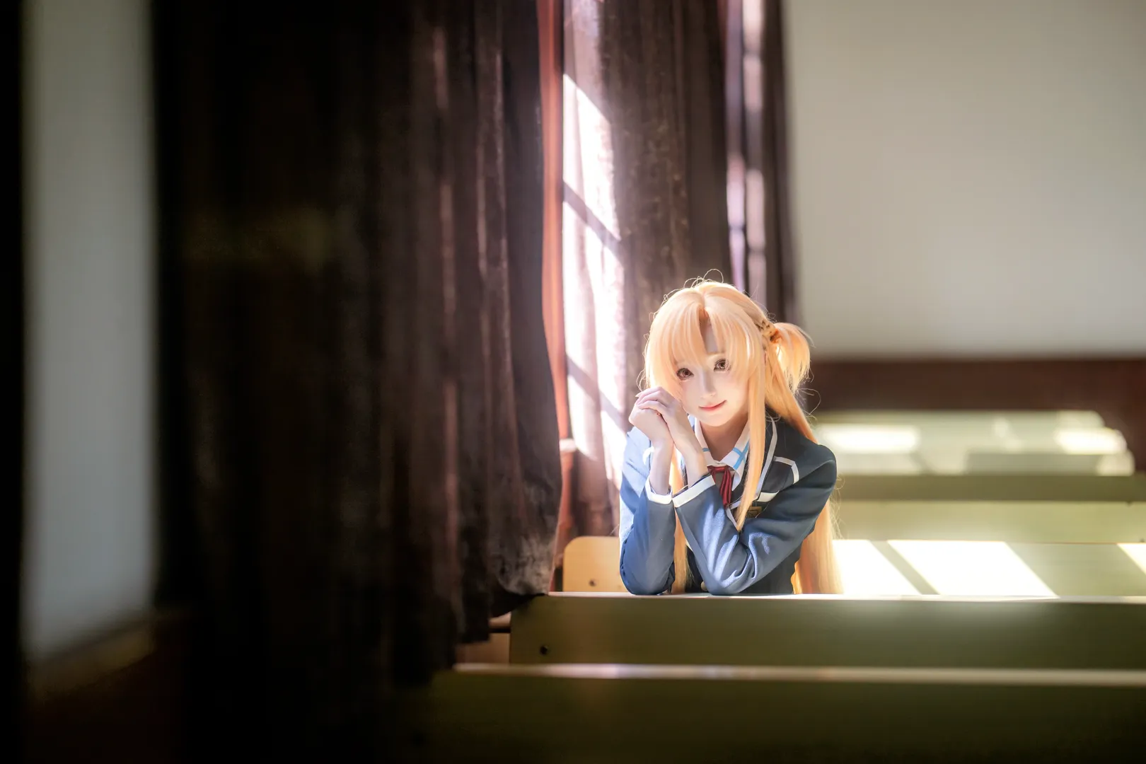 JK制服, 亚丝娜cos, 重庆约拍, 校园正片, 教室光影 - 第7张