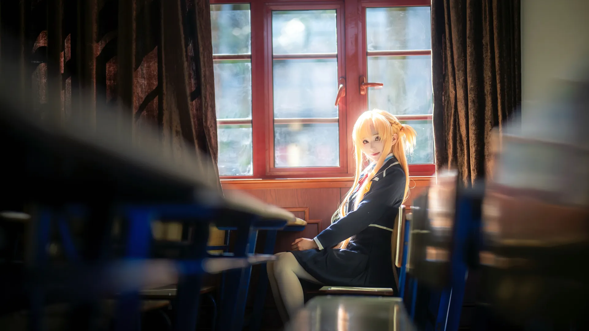 JK制服, 亚丝娜cos, 重庆约拍, 校园正片, 教室光影 - 第8张