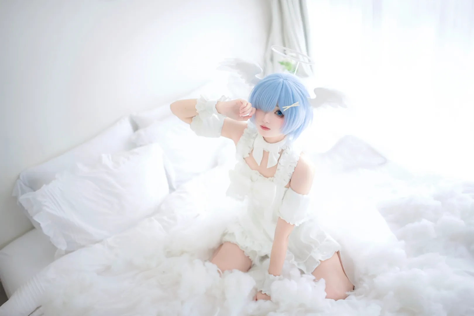 二次元撮影, Re:ゼロから始める異世界生活, レム コスプレ, コスプレ撮影, パジャマ天使 - 2枚目
