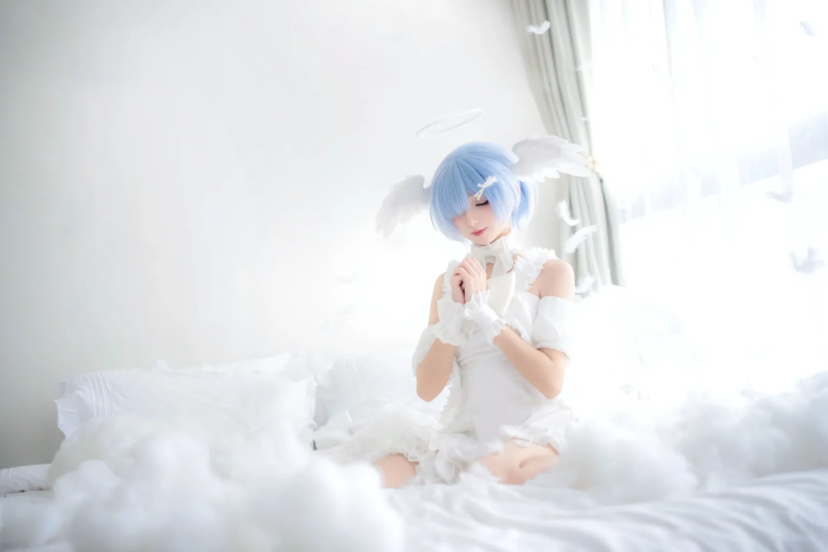 二次元撮影, Re:ゼロから始める異世界生活, レム コスプレ, コスプレ撮影, パジャマ天使 - 3枚目
