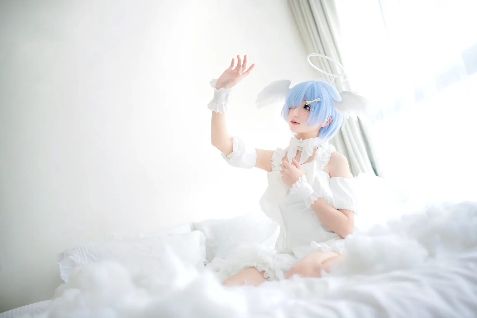 二次元撮影, Re:ゼロから始める異世界生活, レム コスプレ, コスプレ撮影, パジャマ天使 - 5枚目