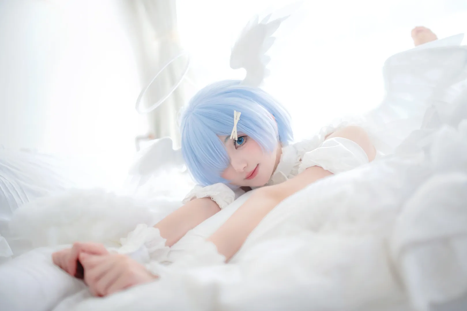 二次元撮影, Re:ゼロから始める異世界生活, レム コスプレ, コスプレ撮影, パジャマ天使