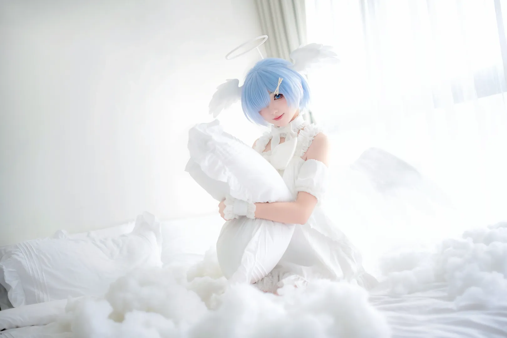 二次元撮影, Re:ゼロから始める異世界生活, レム コスプレ, コスプレ撮影, パジャマ天使 - 7枚目