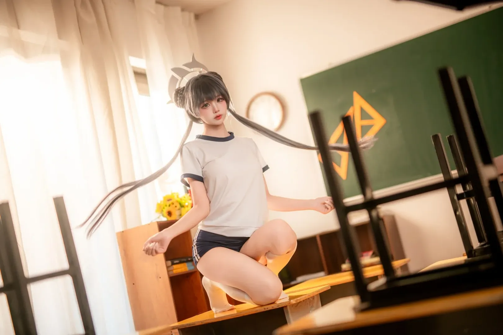 二次元, cosplay, 蔚蓝档案, 妃咲cos, 体操服 - 第5张