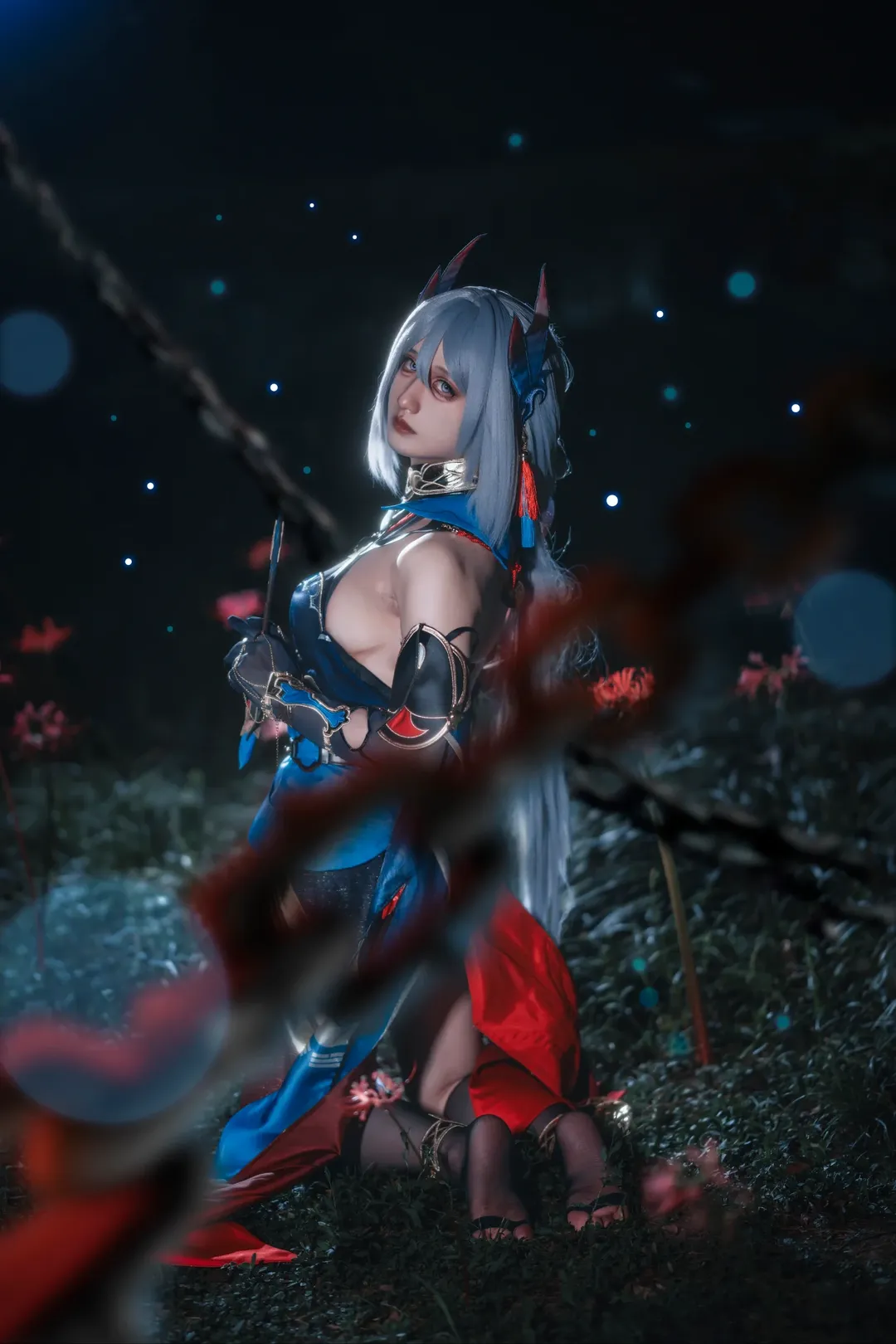 崩壊：スターレイル, 雰囲気のある写真, 夜景コスプレ, 黒タイツ コーデ, 寒鴉コスプレ - 1枚目