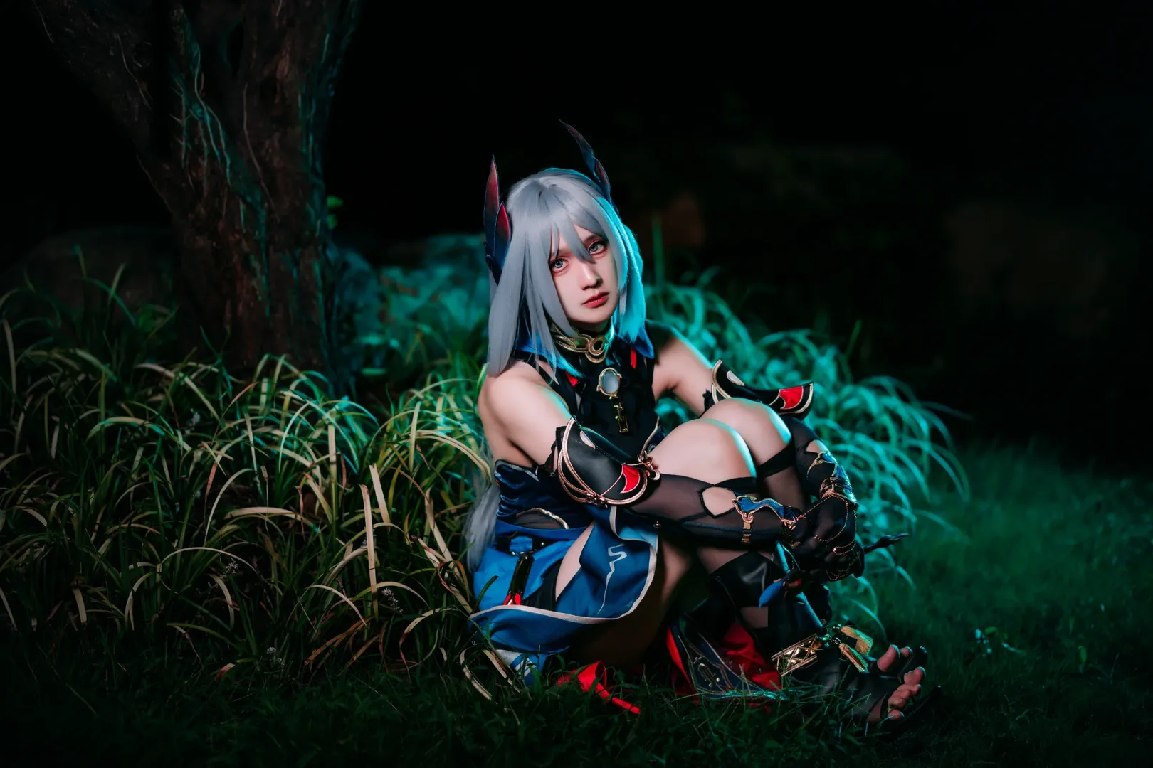 崩壊：スターレイル, 雰囲気のある写真, 夜景コスプレ, 黒タイツ コーデ, 寒鴉コスプレ - 8枚目