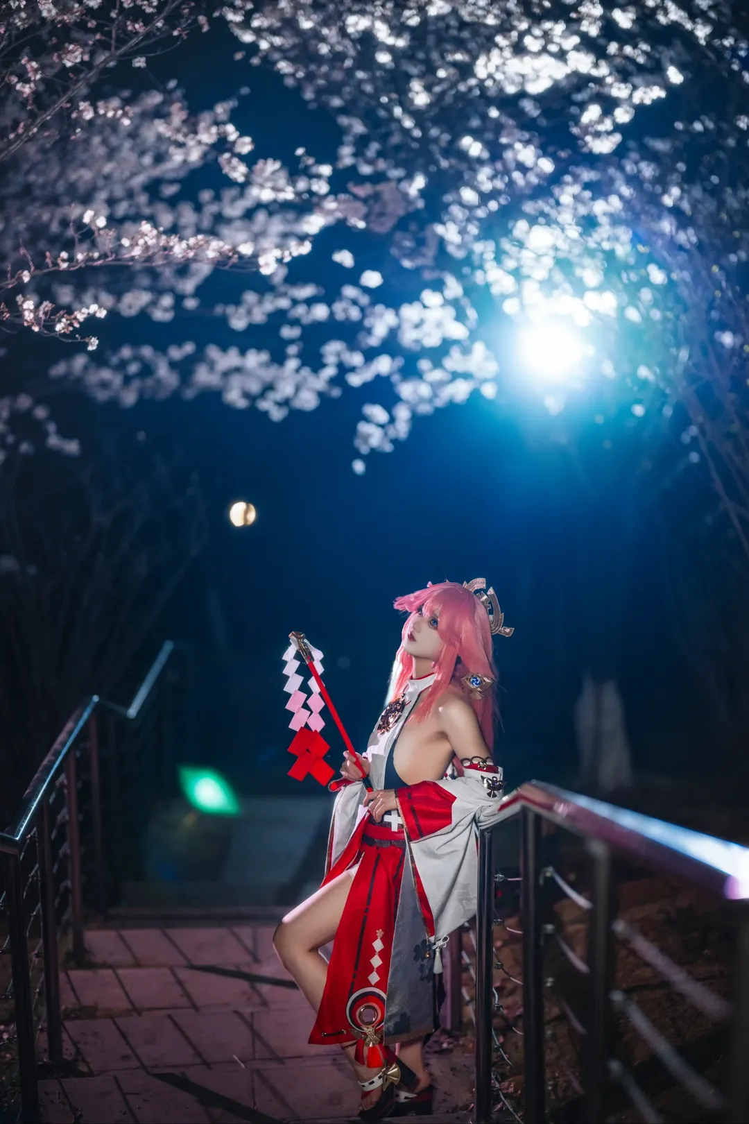 原神, 八重神子cos, 夜樱摄影, cosplay夜景, 日式和风cos - 第3张