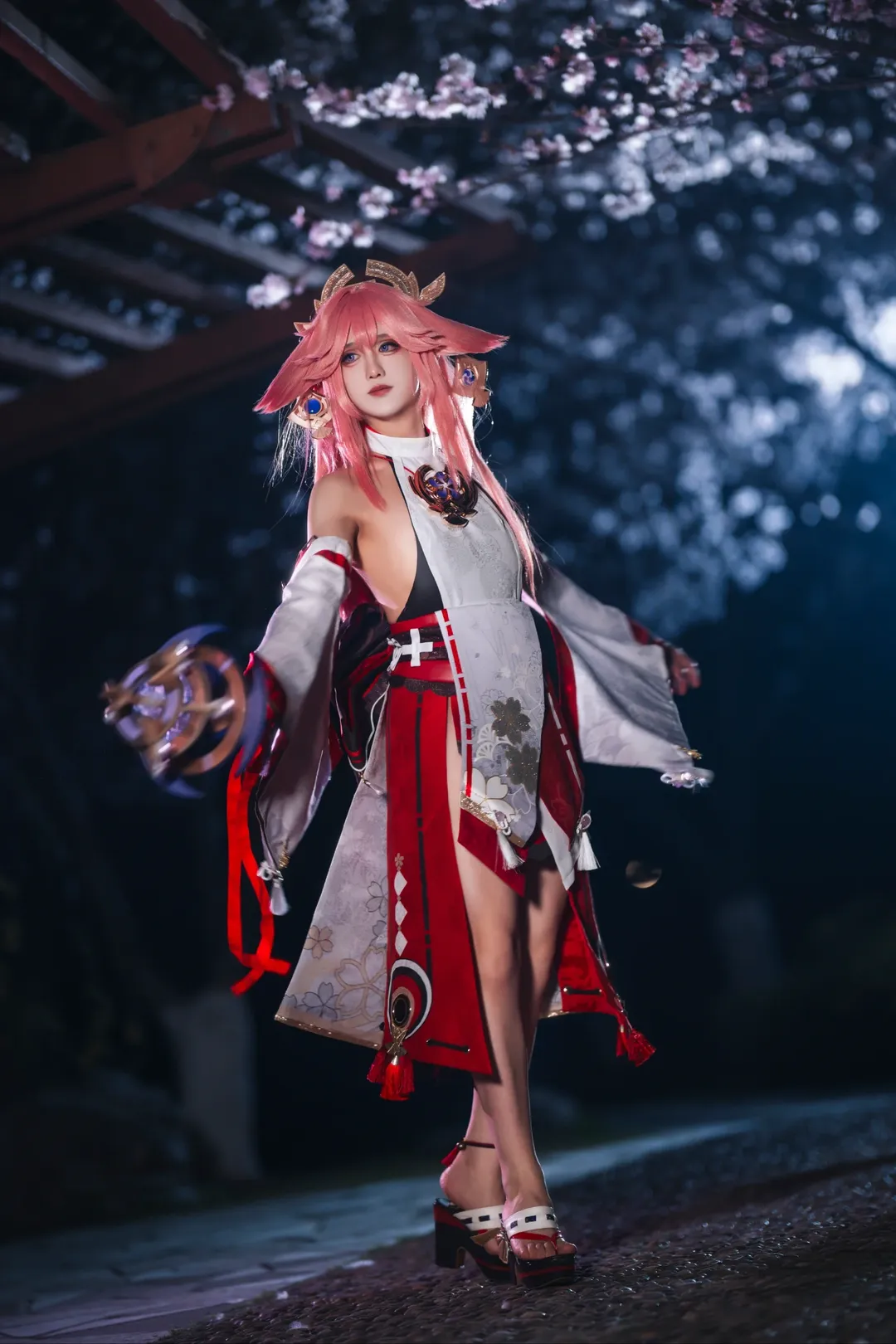 原神, 八重神子cos, 夜樱摄影, cosplay夜景, 日式和风cos - 第4张