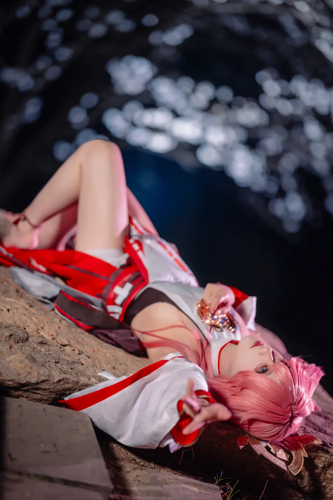 原神, 八重神子cos, 夜樱摄影, cosplay夜景, 日式和风cos - 第6张