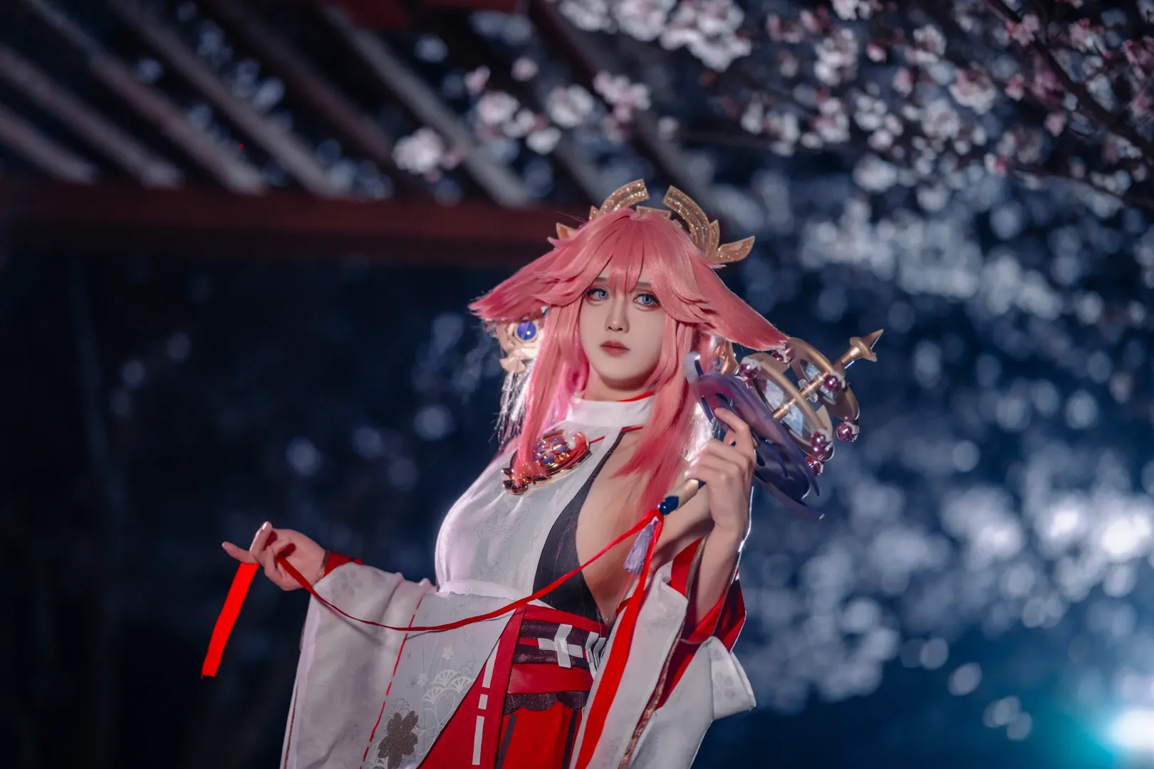 原神, 八重神子cos, 夜樱摄影, cosplay夜景, 日式和风cos - 第8张