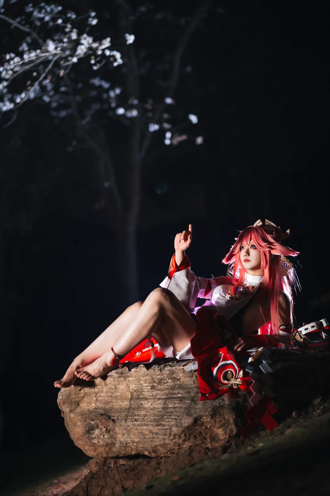 原神, 八重神子cos, 夜樱摄影, cosplay夜景, 日式和风cos - 第9张
