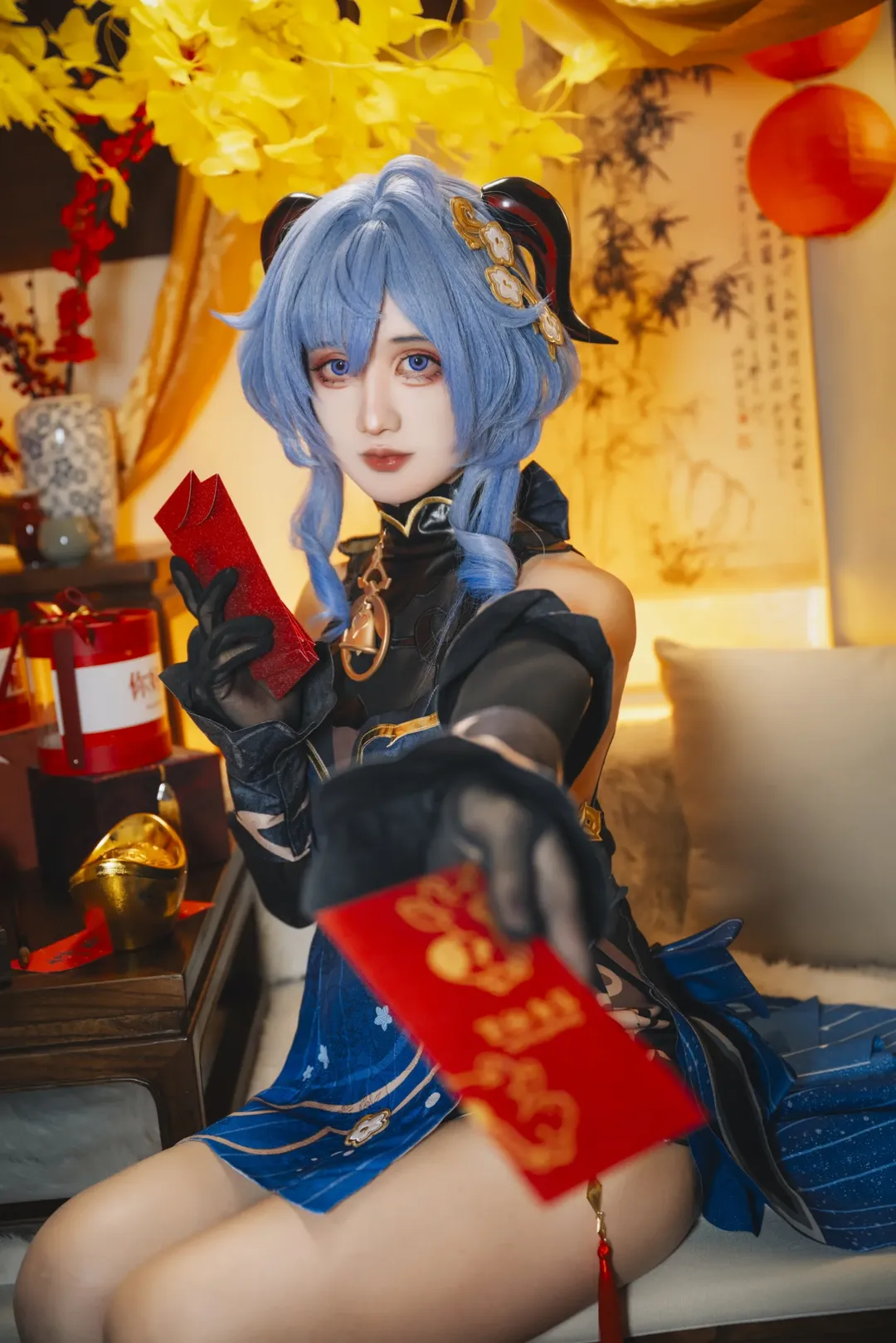 原神, 甘雨cos, 海灯节, 蓝发cos, 国风新年 - 第1张